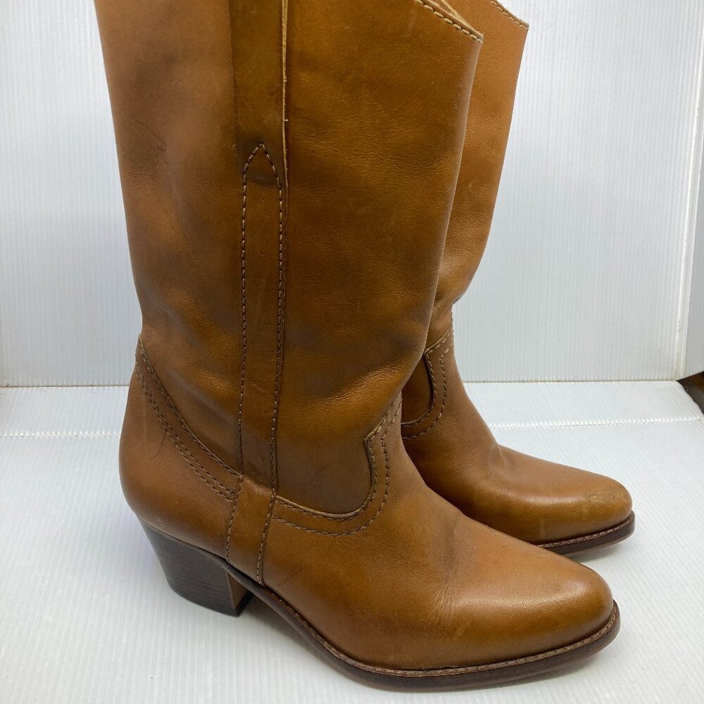 Vtg 1980s disco tan cowboy western heels Beatles ankle mens boots sz 42 ( 8 ?)